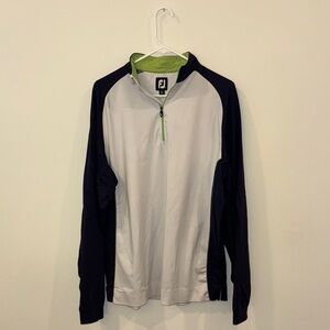 FootJoy White and Navy Quarter-Zip Pullover